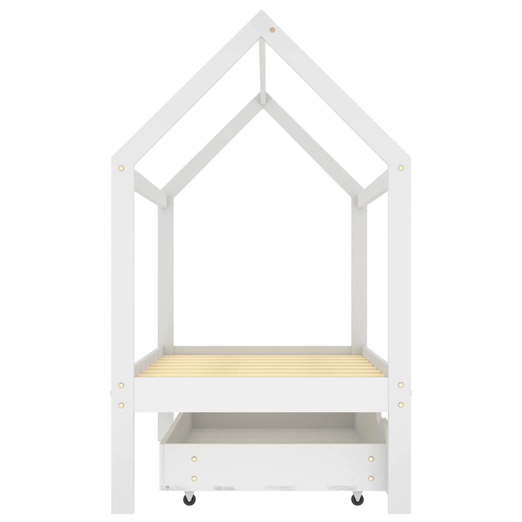 Giroletto per Bambini con Cassetto Bianco Legno Pino 80x160 cm