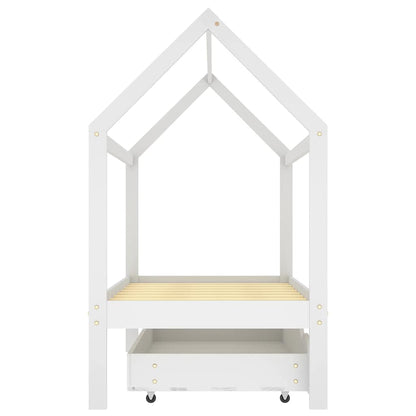 Giroletto per Bambini con Cassetto Bianco Legno Pino 80x160 cm