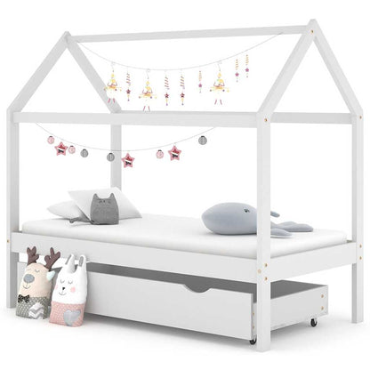 Giroletto per Bambini con Cassetto Bianco Legno Pino 80x160 cm - homemem39