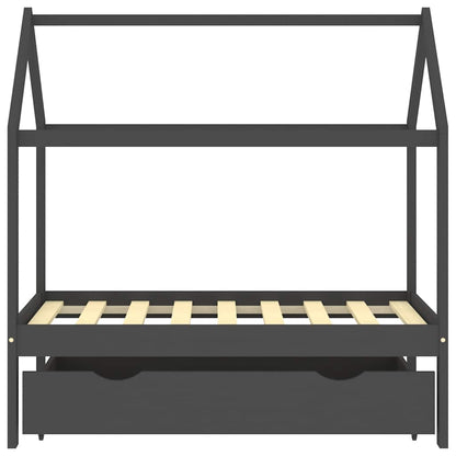 Giroletto Bambini Cassetto Grigio Scuro Pino Massello 70x140 cm - homemem39