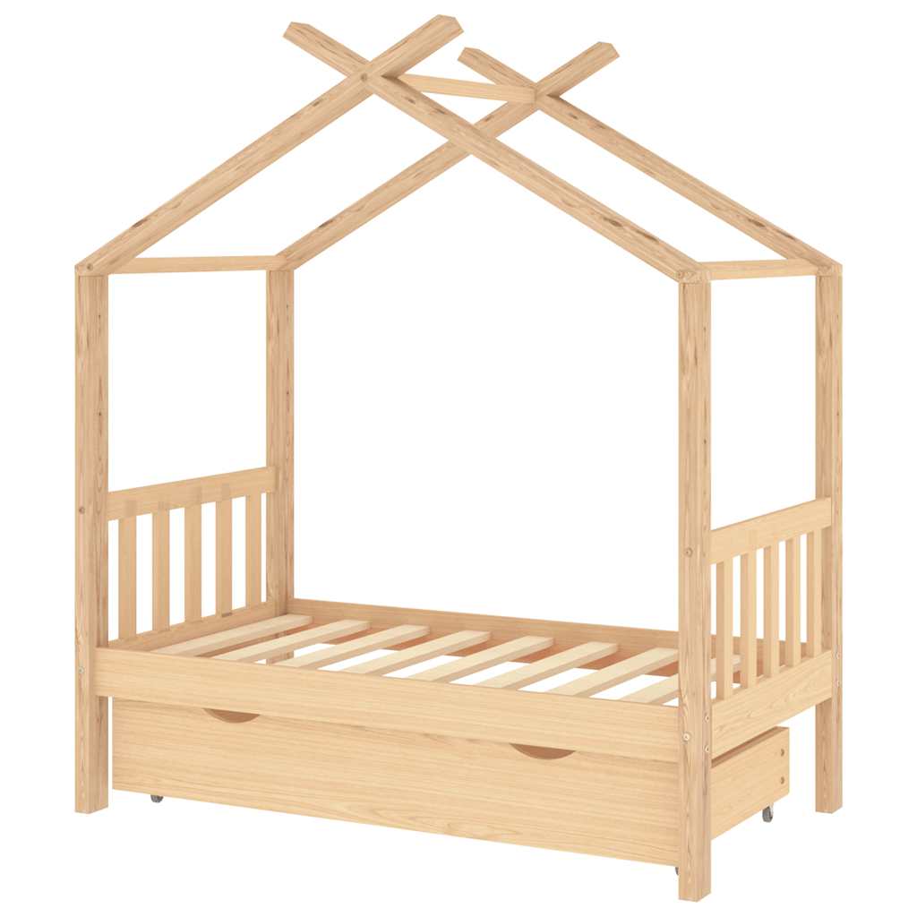 Giroletto per Bambini con Cassetto Legno Massello Pino 70x140cm - homemem39