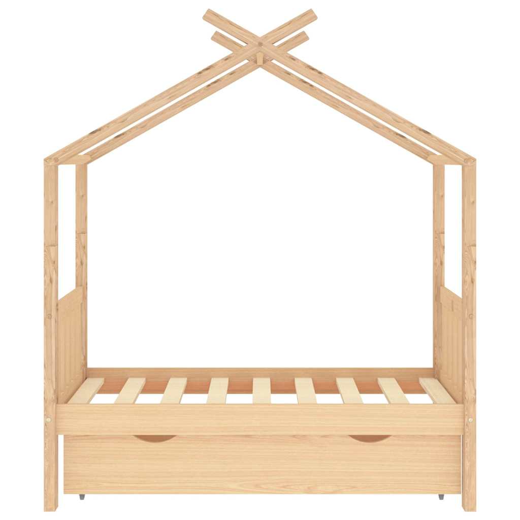 Giroletto per Bambini con Cassetto Legno Massello Pino 70x140cm
