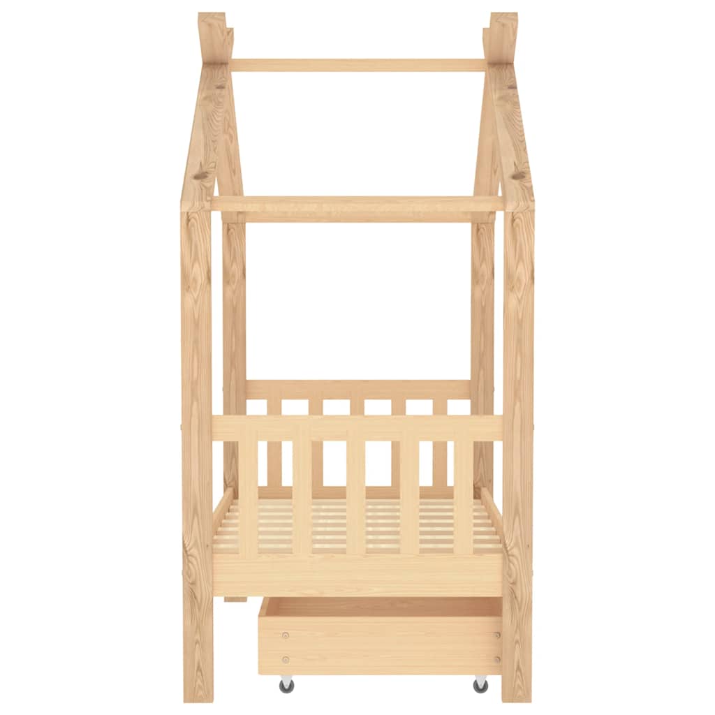 Giroletto per Bambini con Cassetto Legno Massello Pino 70x140cm