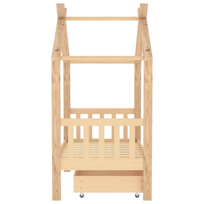 Giroletto per Bambini con Cassetto Legno Massello Pino 70x140cm