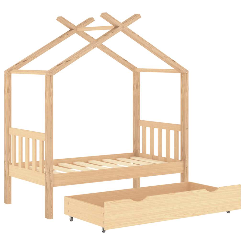 Giroletto per Bambini con Cassetto Legno Massello Pino 70x140cm - homemem39