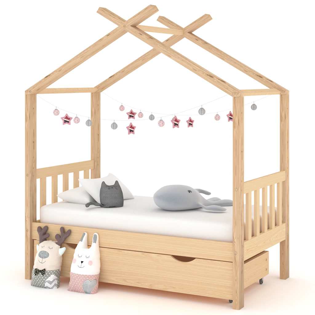 Giroletto per Bambini con Cassetto Legno Massello Pino 70x140cm - homemem39