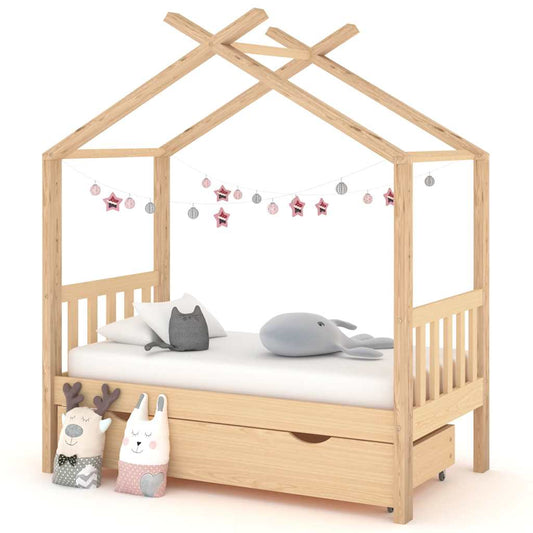 Giroletto per Bambini con Cassetto Legno Massello Pino 70x140cm - homemem39
