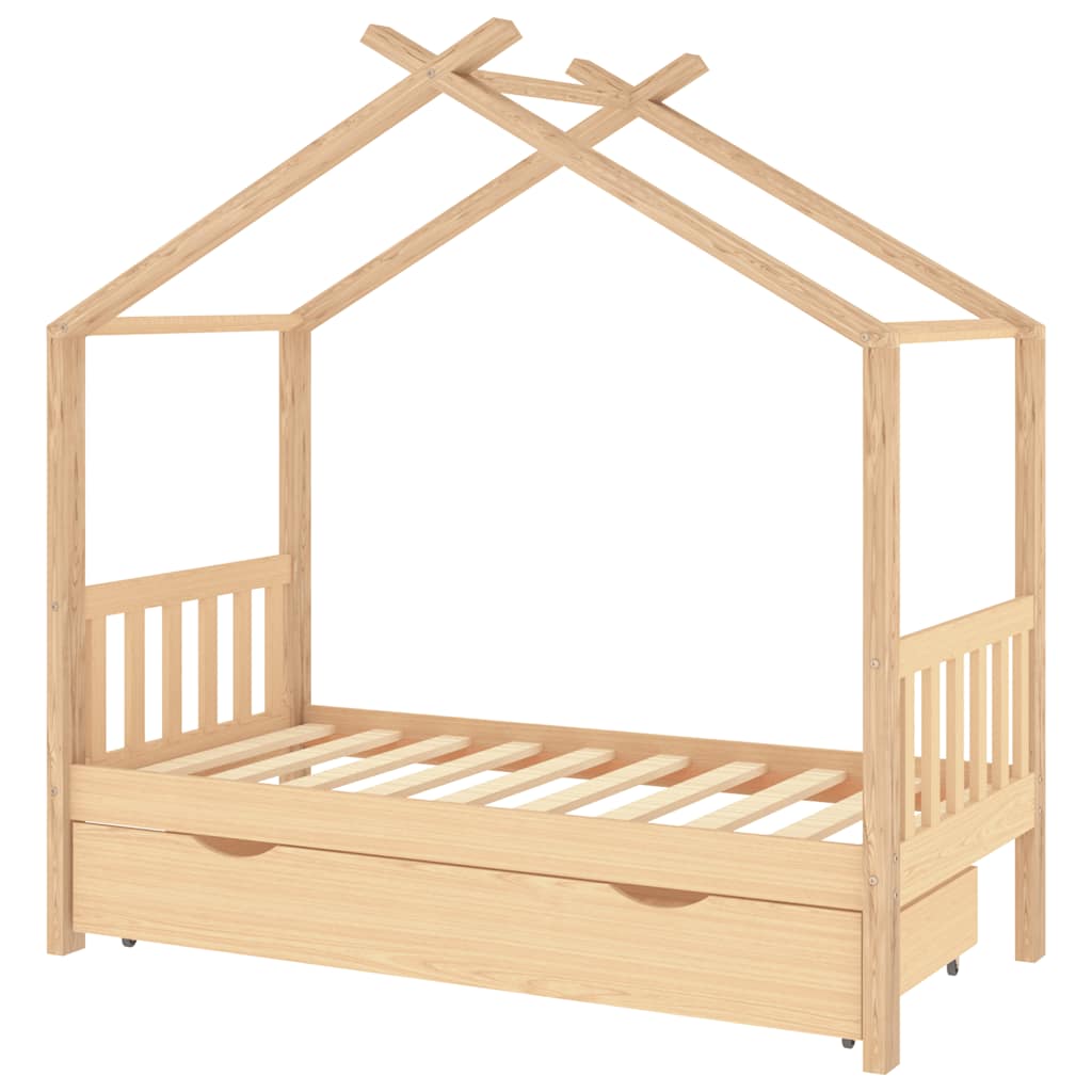 Giroletto per Bambini con Cassetto Legno Massello Pino 80x160cm - homemem39