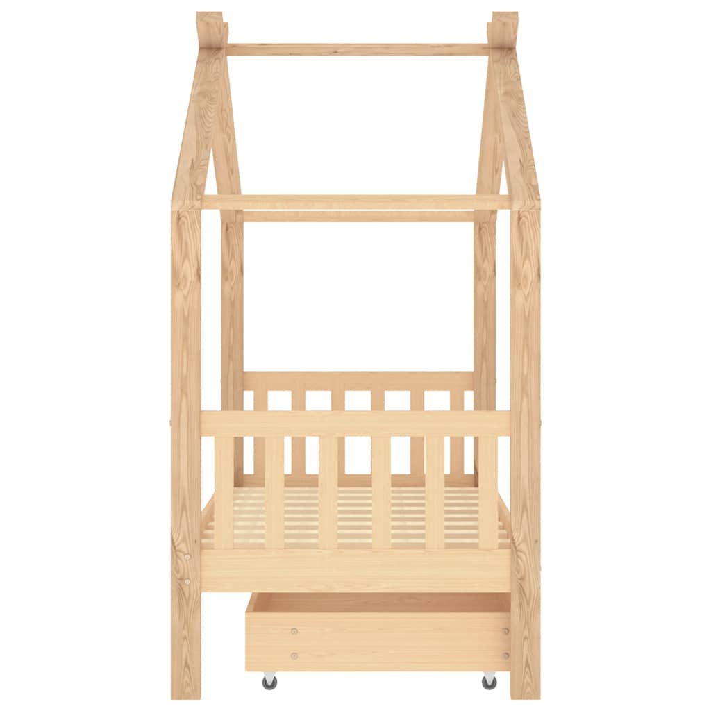 Giroletto per Bambini con Cassetto Legno Massello Pino 80x160cm