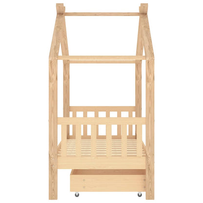 Giroletto per Bambini con Cassetto Legno Massello Pino 80x160cm