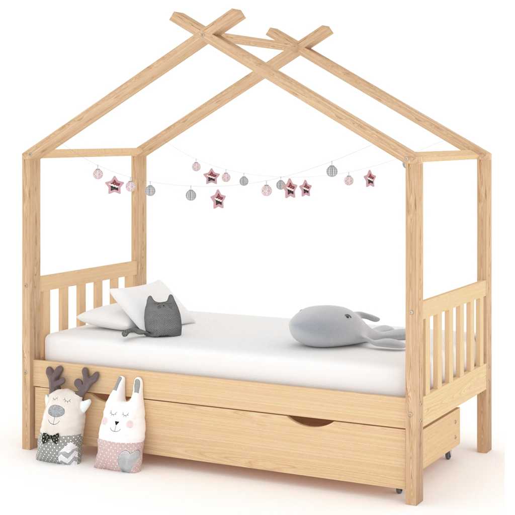 Giroletto per Bambini con Cassetto Legno Massello Pino 80x160cm - homemem39