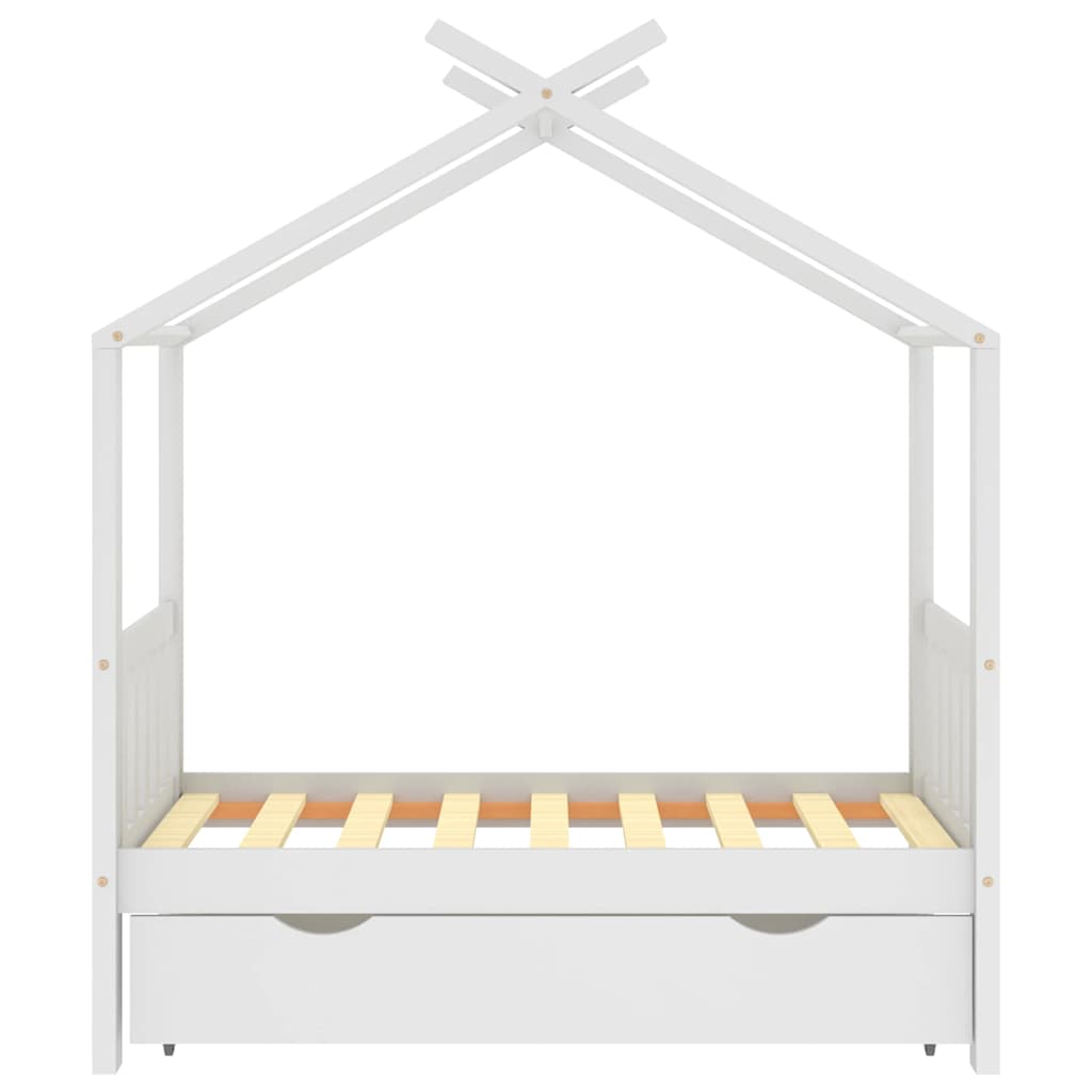 Giroletto Bambini con Cassetto Bianco Legno di Pino 70x140 cm