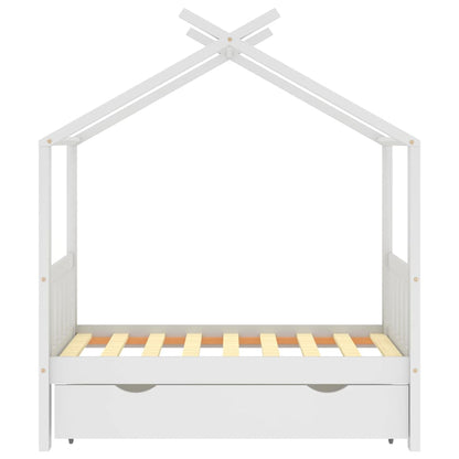 Giroletto Bambini con Cassetto Bianco Legno di Pino 70x140 cm
