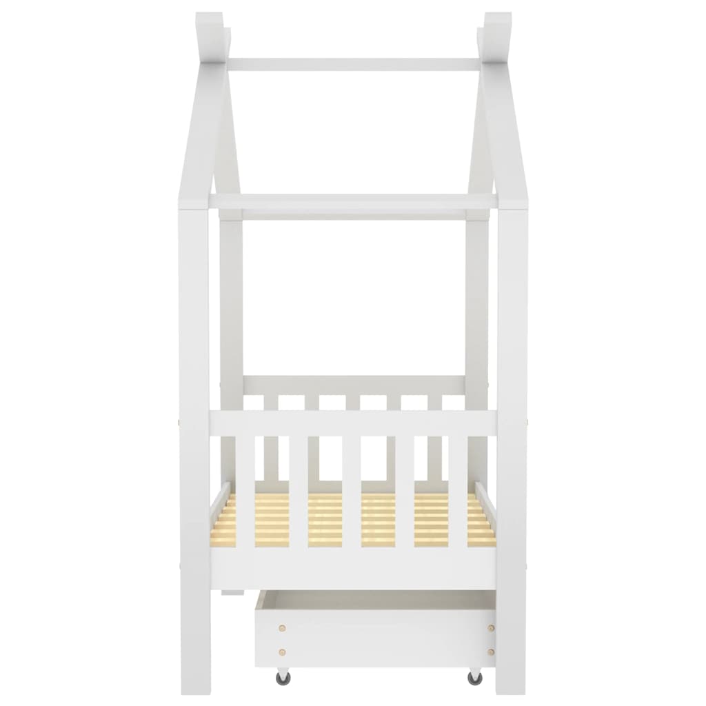 Giroletto Bambini con Cassetto Bianco Legno di Pino 70x140 cm