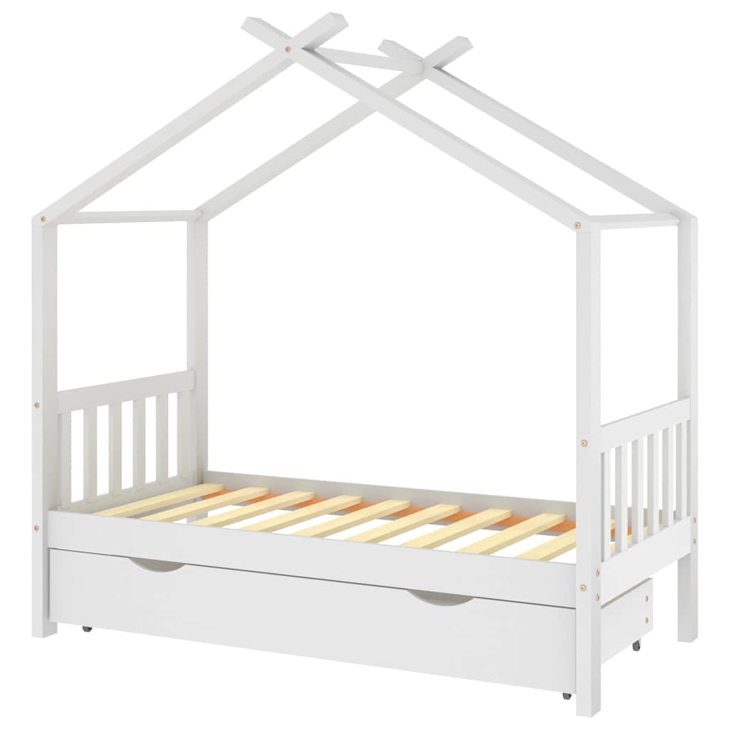 Giroletto per Bambini con Cassetto Bianco Legno Pino 80x160 cm