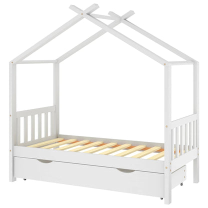 Giroletto per Bambini con Cassetto Bianco Legno Pino 80x160 cm