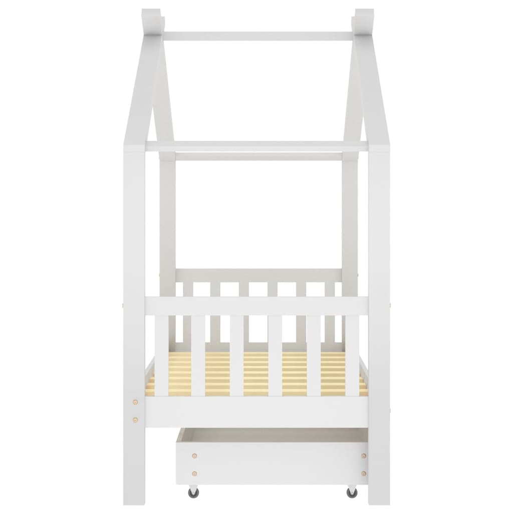 Giroletto per Bambini con Cassetto Bianco Legno Pino 80x160 cm