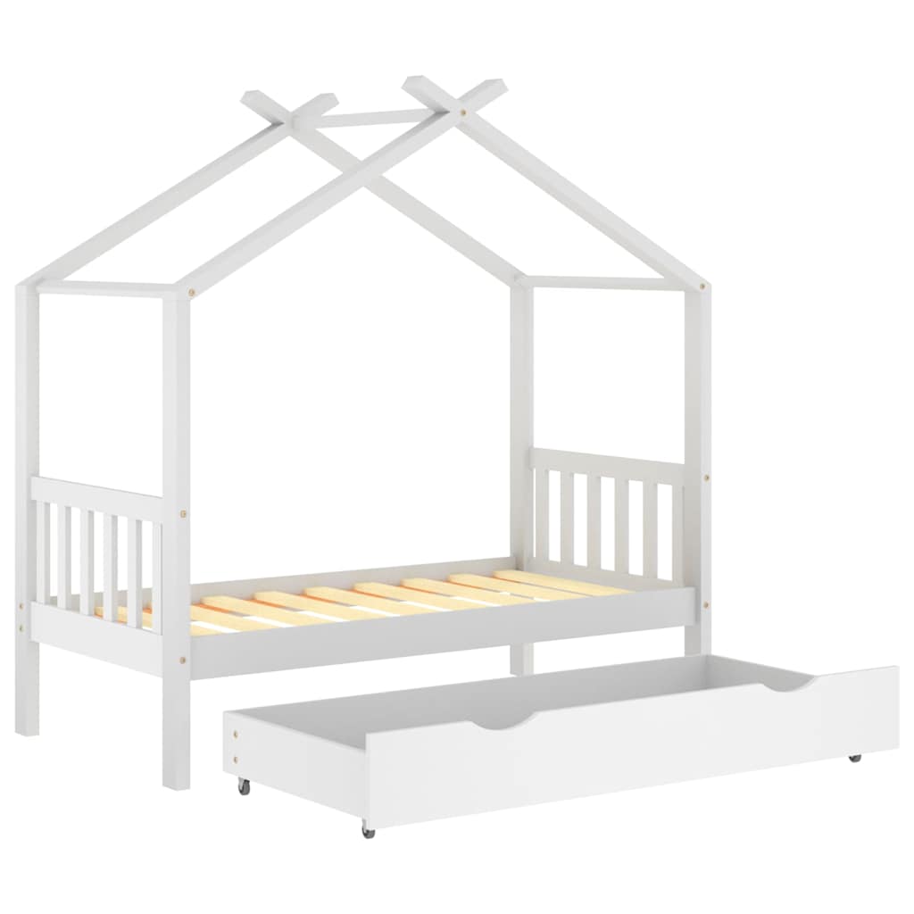 Giroletto per Bambini con Cassetto Bianco Legno Pino 80x160 cm - homemem39