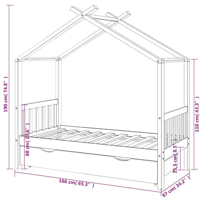 Giroletto per Bambini con Cassetto Bianco Legno Pino 80x160 cm - homemem39
