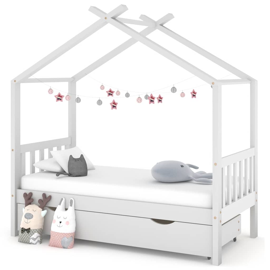 Giroletto per Bambini con Cassetto Bianco Legno Pino 80x160 cm - homemem39