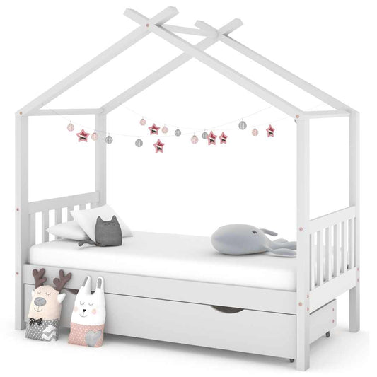 Giroletto per Bambini con Cassetto Bianco Legno Pino 80x160 cm - homemem39