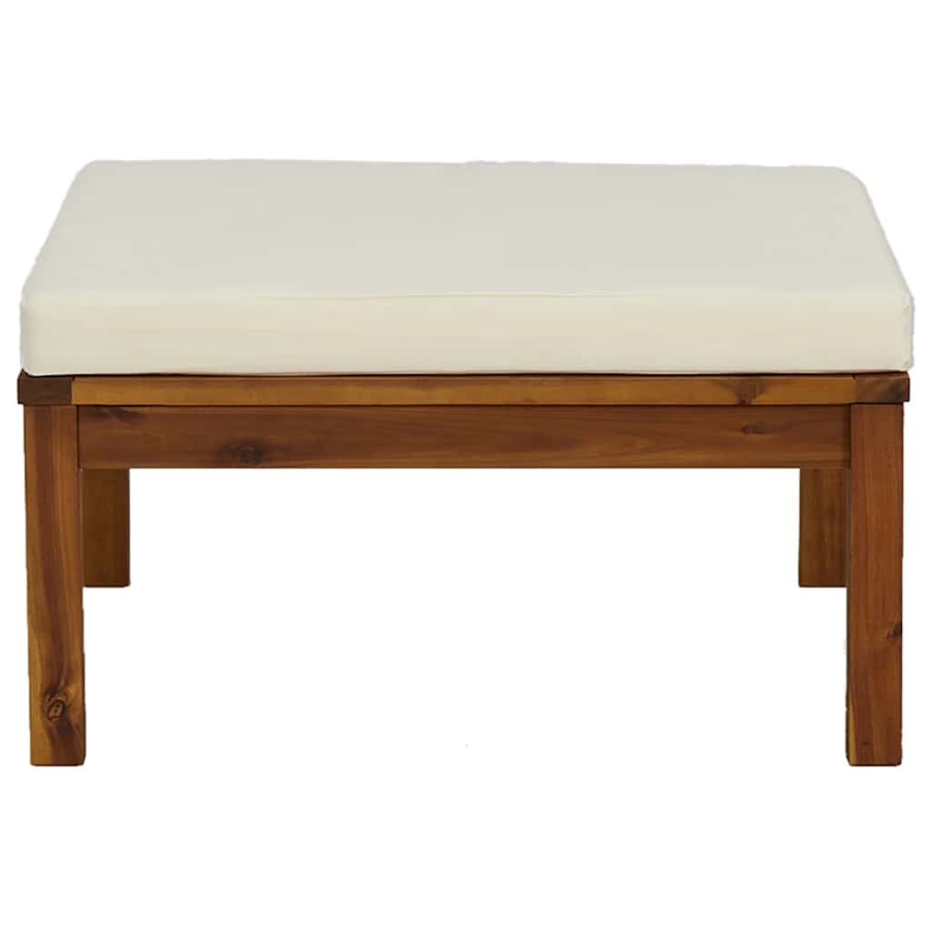 Set Divani Giardino 3 pz Cuscini Bianco Crema in Legno d'Acacia | homemem39