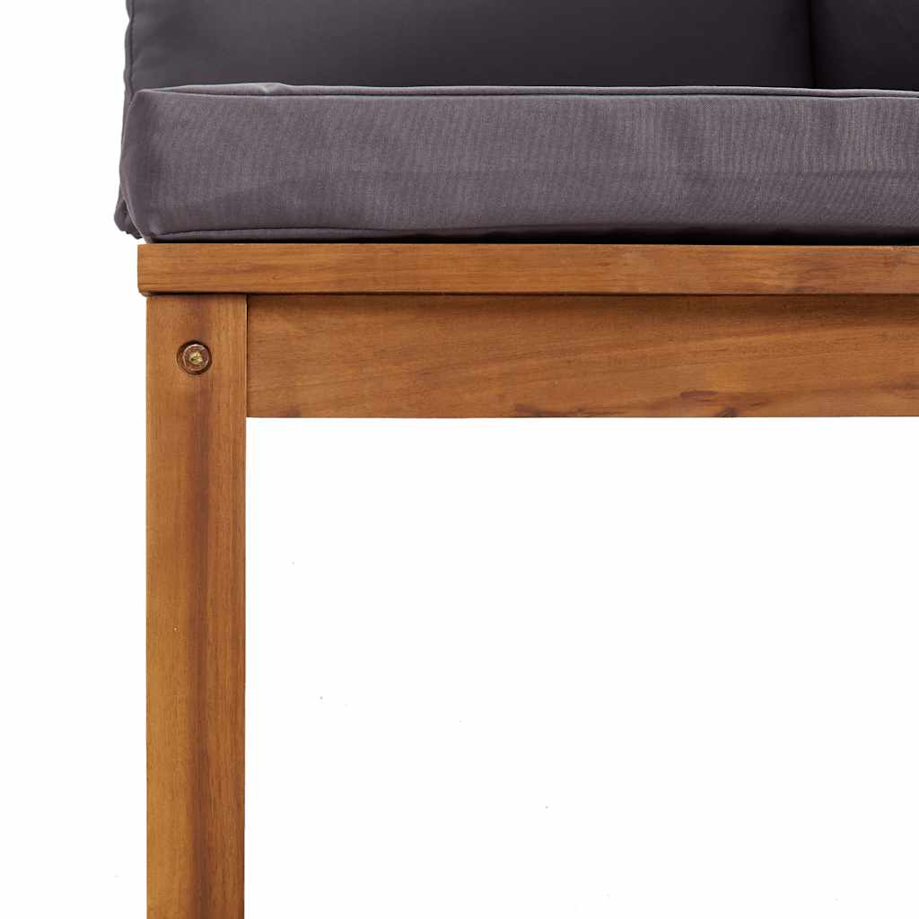 Set Divani da Giardino 2 pz con Cuscini Grigio Scuro in Acacia - homemem39