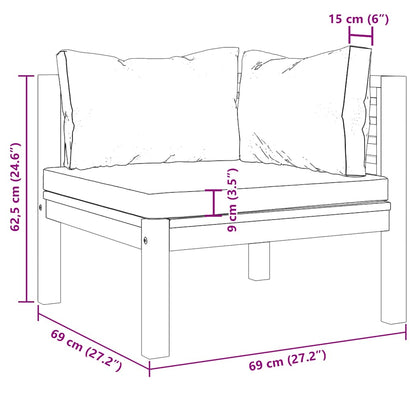 Divano Angolare Modulare Cuscini Grigio Scuro Massello Acacia - homemem39
