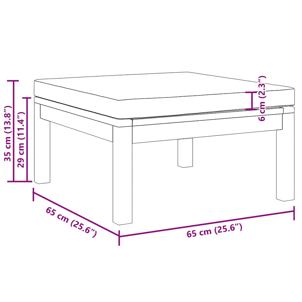 Poggiapiedi con Cuscino Grigio Scuro in Massello d'Acacia - homemem39
