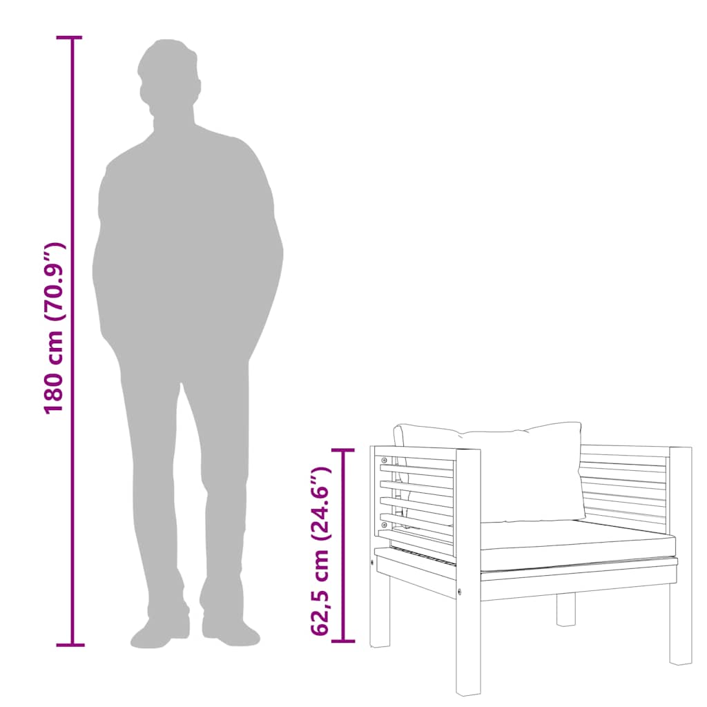 Sedia da Giardino con Cuscino Crema in Legno Massello di Acacia - homemem39