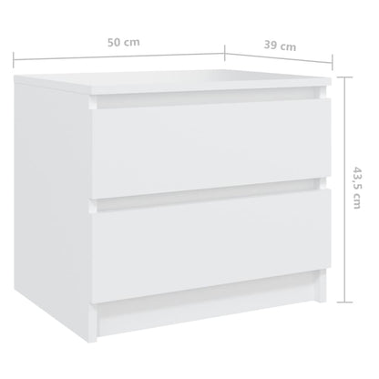Comodini 2 pz Bianchi 50x39x43,5 cm in Legno Multistrato - homemem39