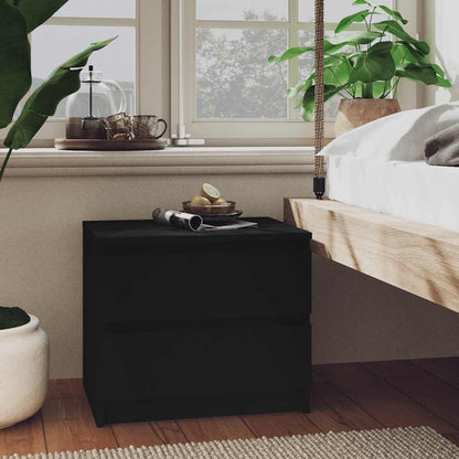 Comodino Nero 50x39x43,5 cm in Legno Multistrato | homemem39
