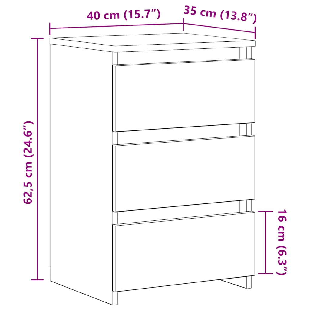 Comodini 2 pz Bianchi 40x35x62,5 cm in Legno Multistrato - homemem39