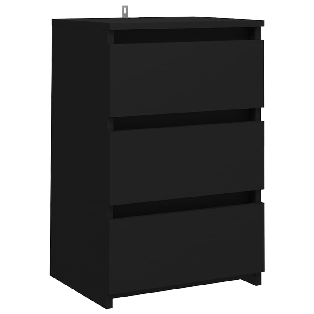 Comodino Nero 40x35x62,5 cm in Legno Multistrato - homemem39