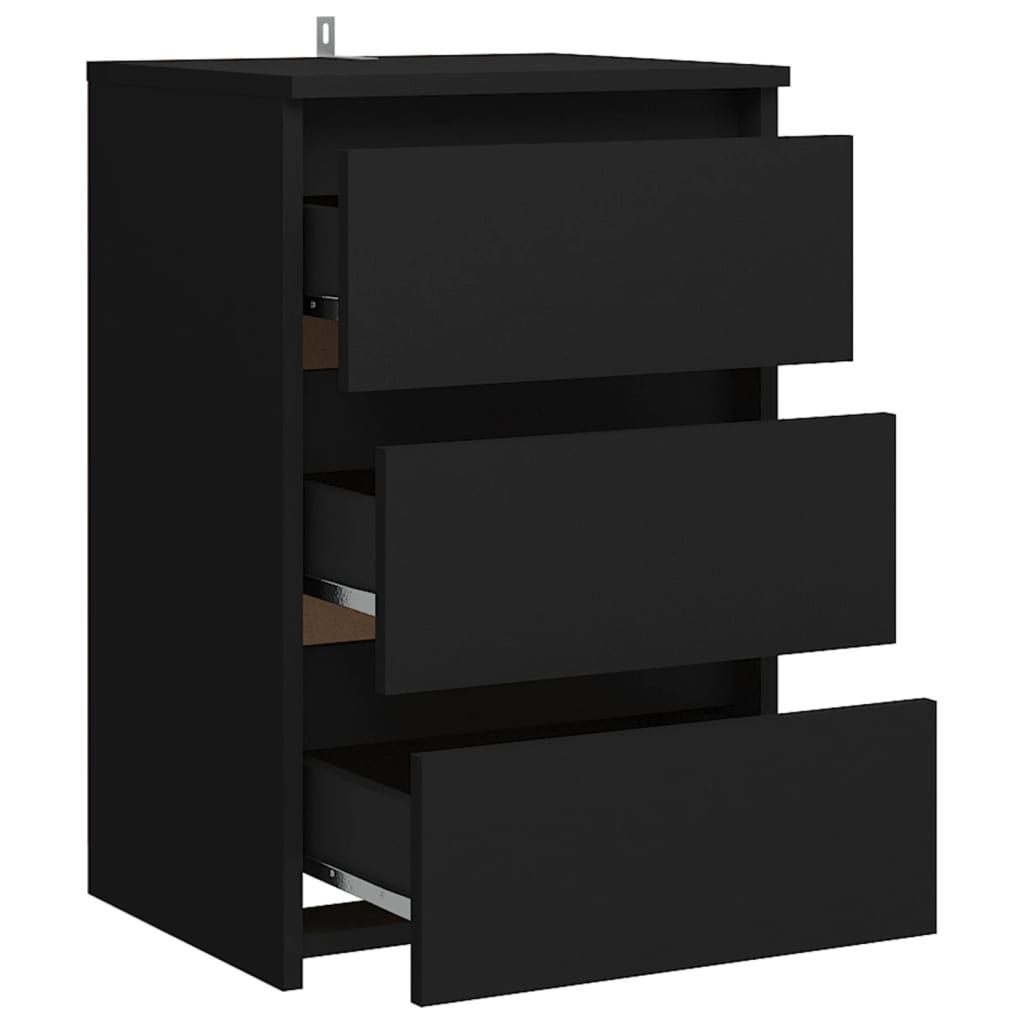 Comodino Nero 40x35x62,5 cm in Legno Multistrato - homemem39