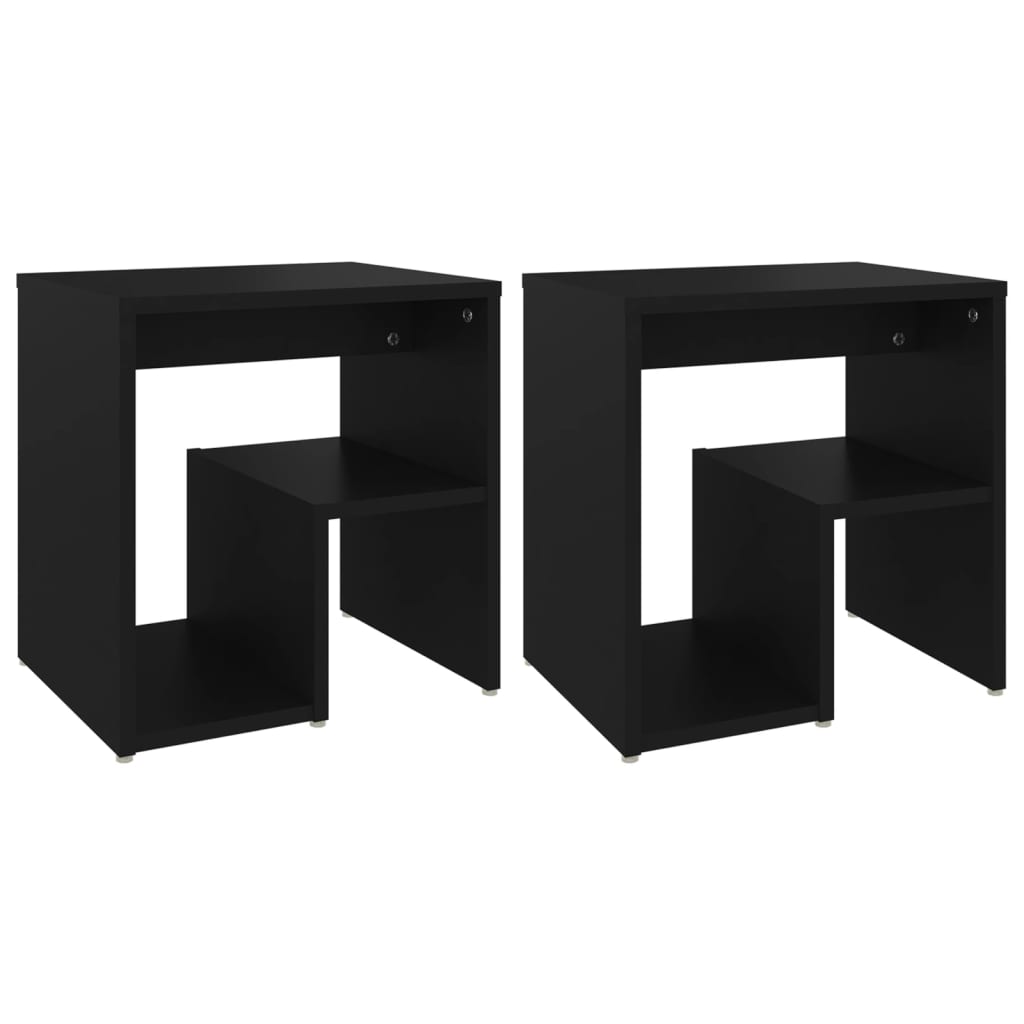 Comodini 2 pz Neri 40x30x40 cm in Legno Multistrato - homemem39