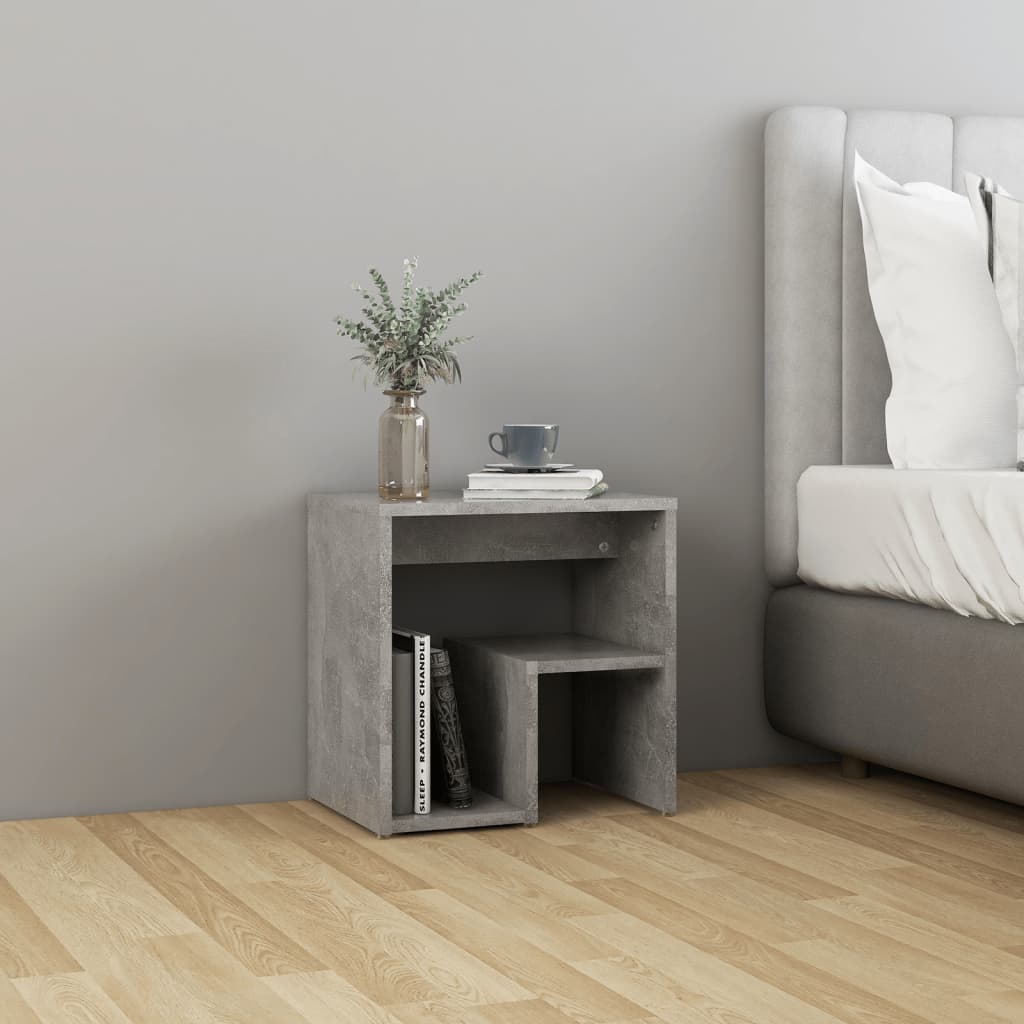 Comodino Grigio Cemento 40x30x40 cm in Legno Multistrato - homemem39