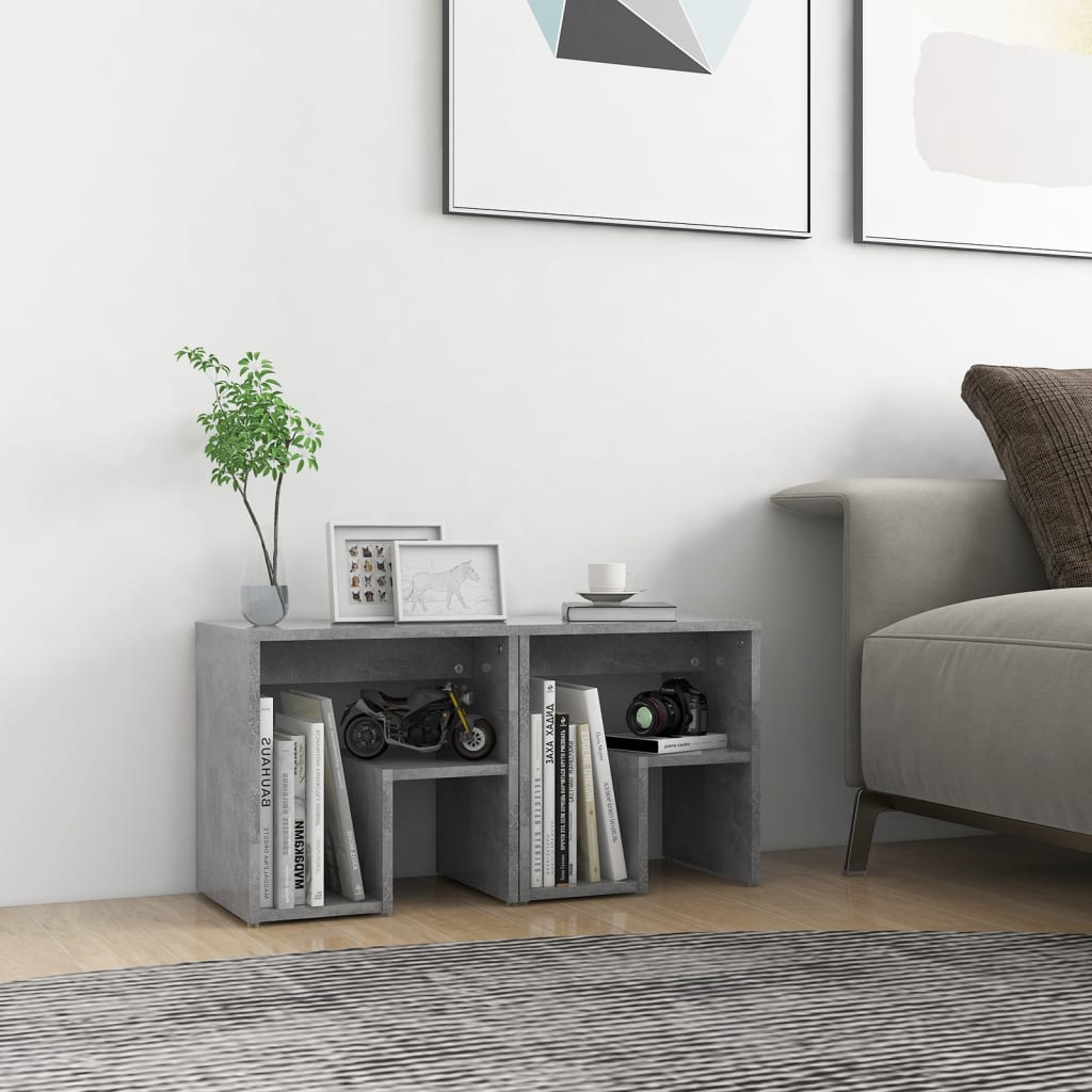 Comodini 2 pz Grigio Cemento 40x30x40 cm in Legno Multistrato - homemem39
