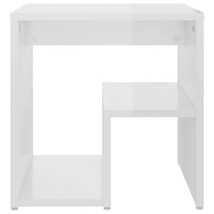 Comodino Bianco Lucido 40x30x40 cm in Legno Multistrato - homemem39