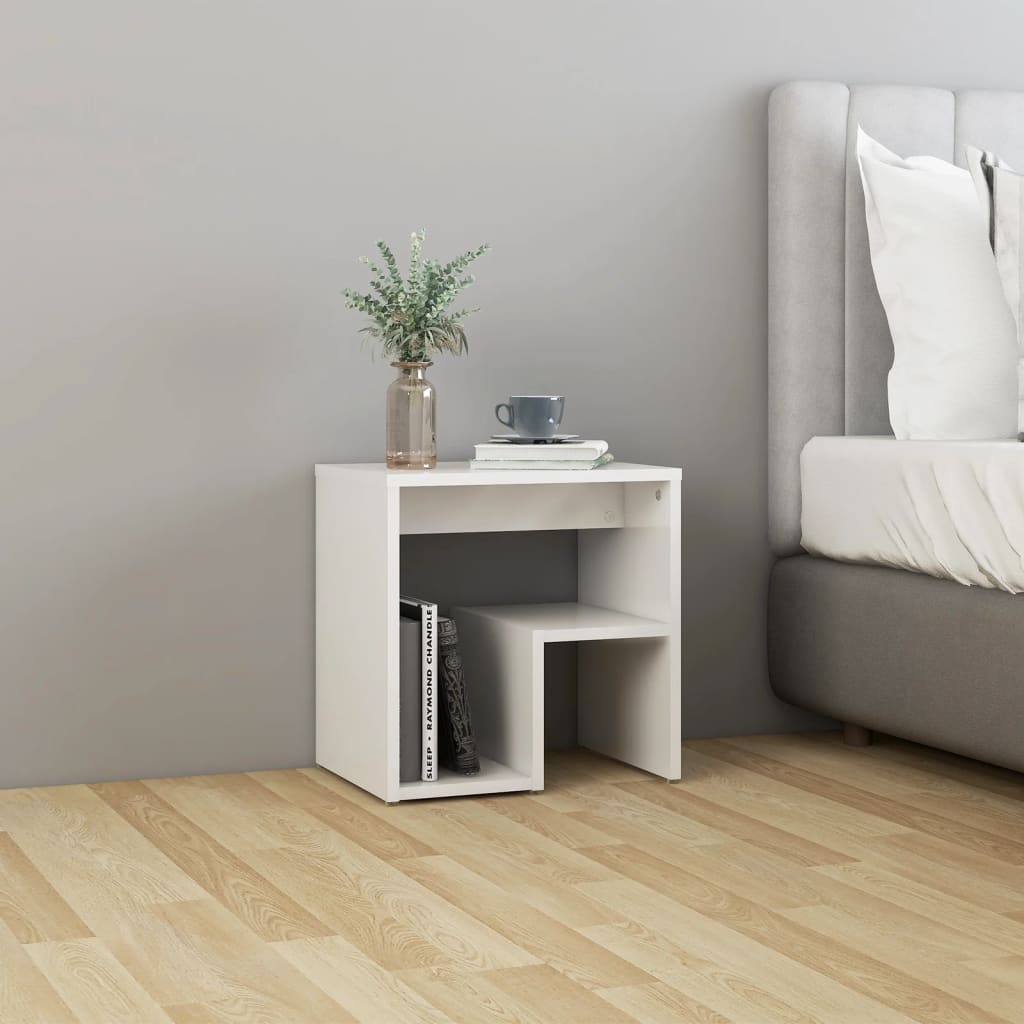Comodini 2 pz Bianco Lucido 40x30x40 cm in Legno Multistrato - homemem39