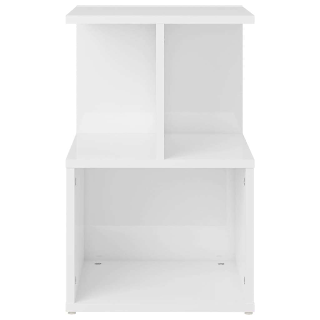 Comodini 2pz Bianco Lucido 35x35x55 cm in Legno Multistrato