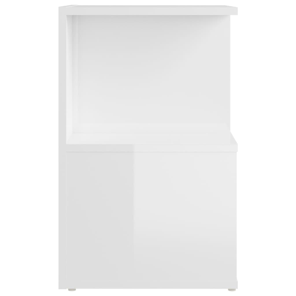 Comodini 2pz Bianco Lucido 35x35x55 cm in Legno Multistrato