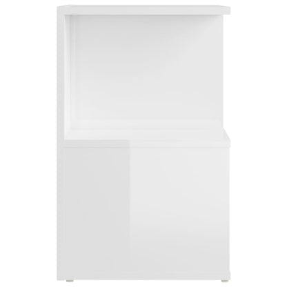 Comodini 2pz Bianco Lucido 35x35x55 cm in Legno Multistrato