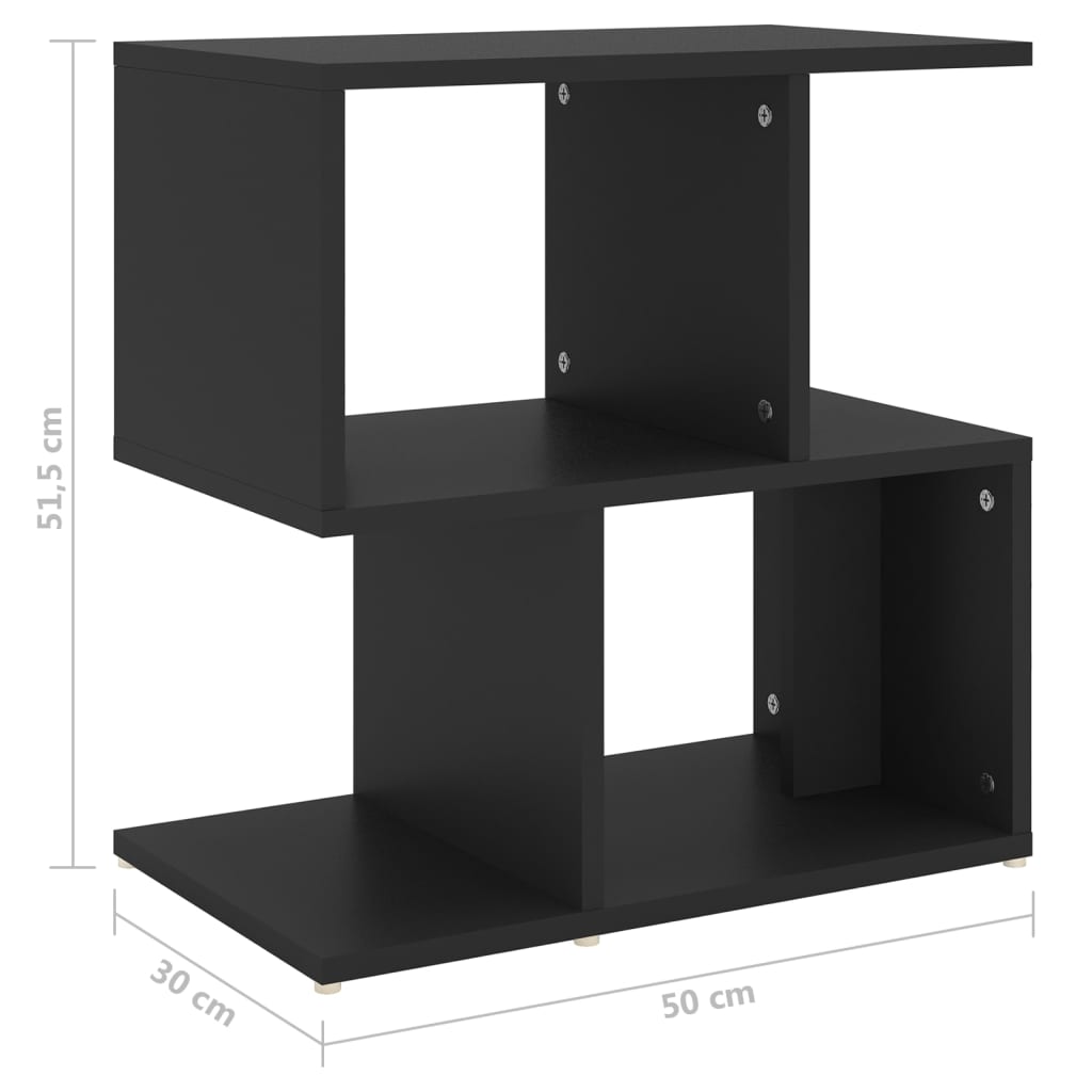 Comodino Nero 50x30x51,5 cm in Legno Multistrato - homemem39