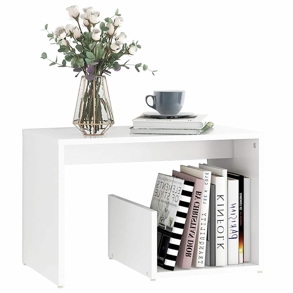 Tavolino Bianco 59x36x38 cm in Legno Multistrato