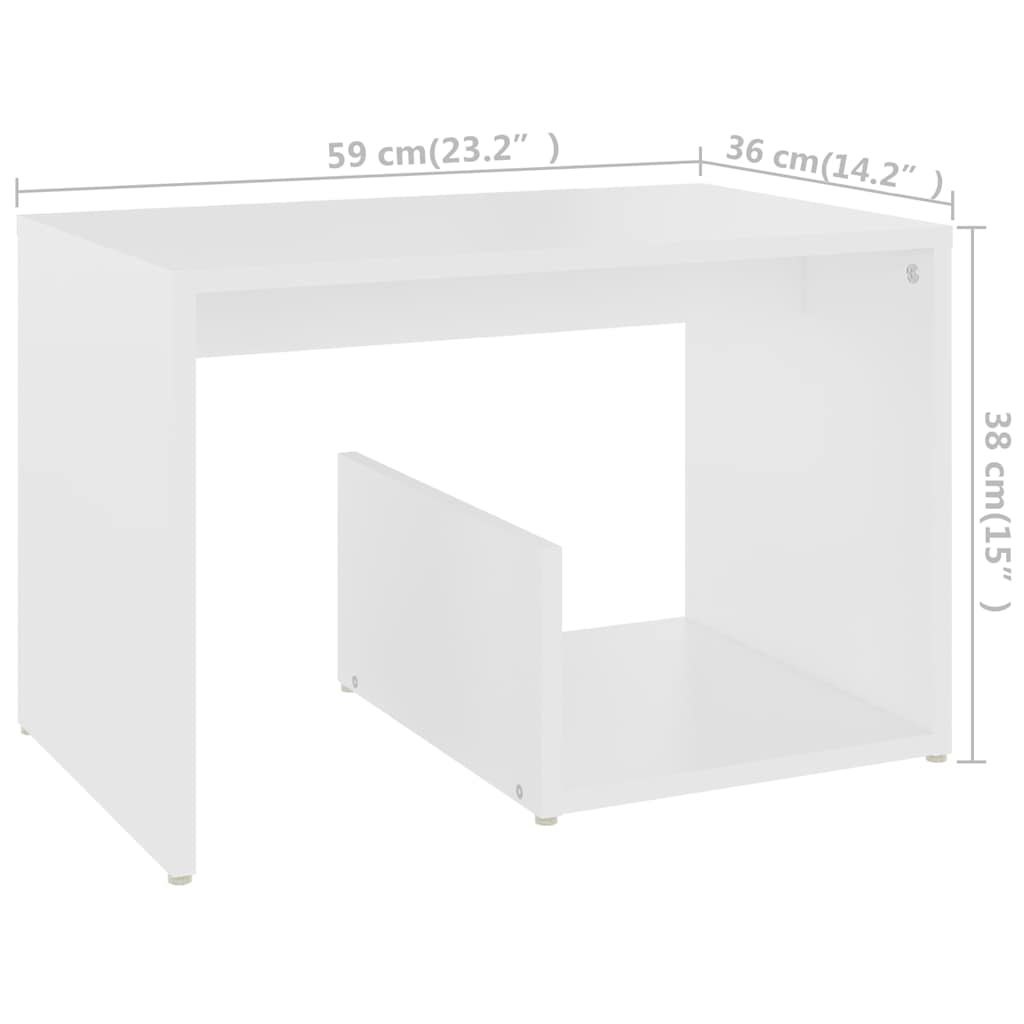 Tavolino Bianco 59x36x38 cm in Legno Multistrato