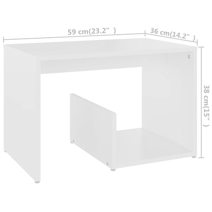 Tavolino Bianco 59x36x38 cm in Legno Multistrato