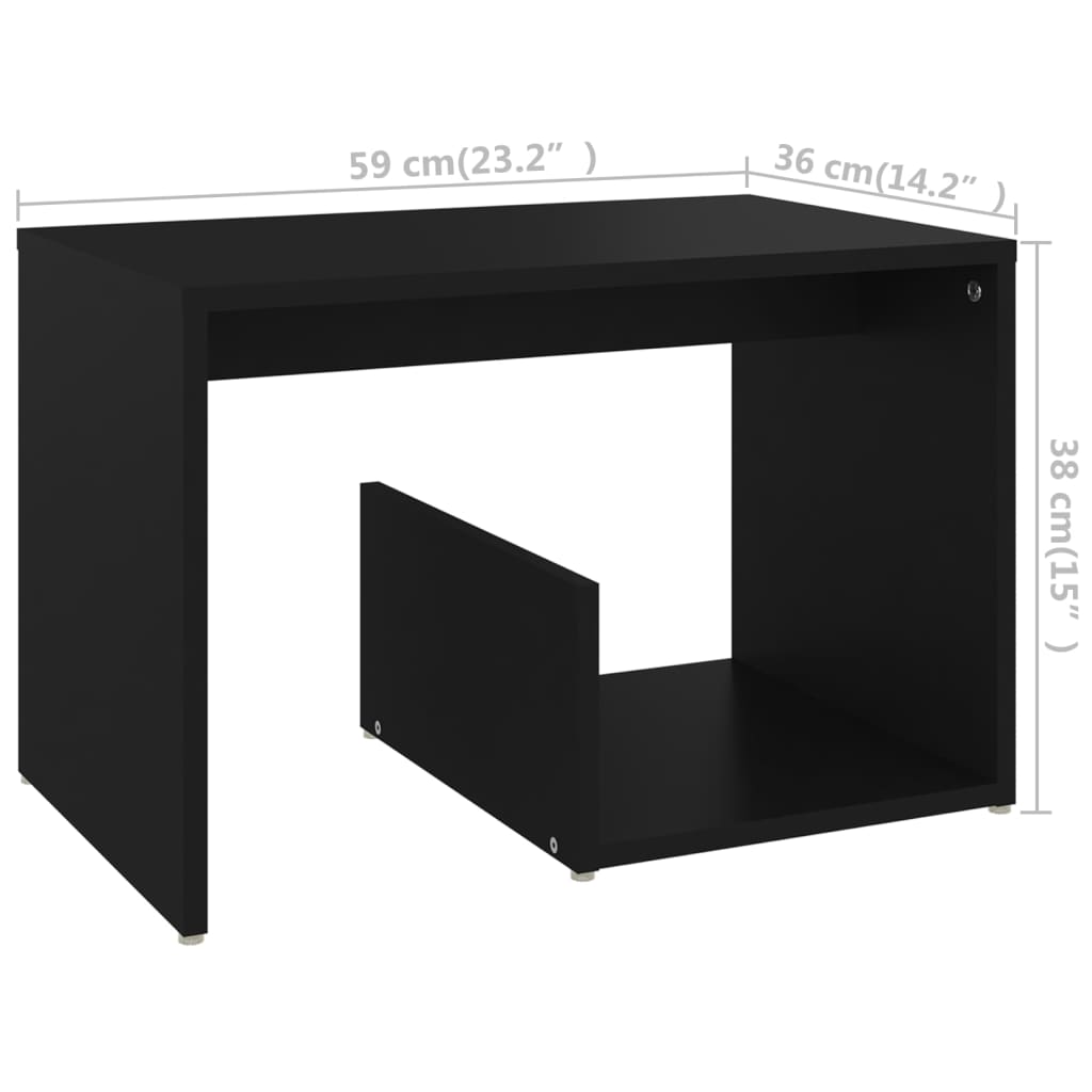 Tavolino Nero 59x36x38 cm in Legno Multistrato - homemem39