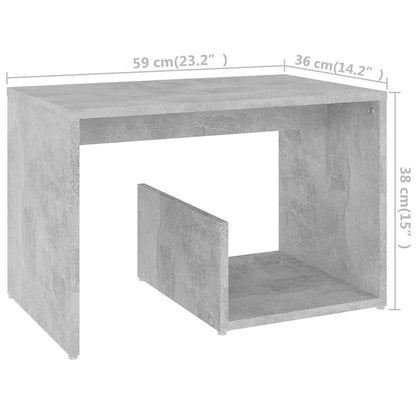 Tavolino Grigio Cemento 59x36x38 cm in Legno Multistrato