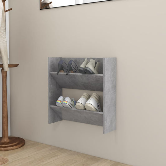 Scarpiera a Muro Grigio Cemento 60x18x60cm in Legno Multistrato - homemem39